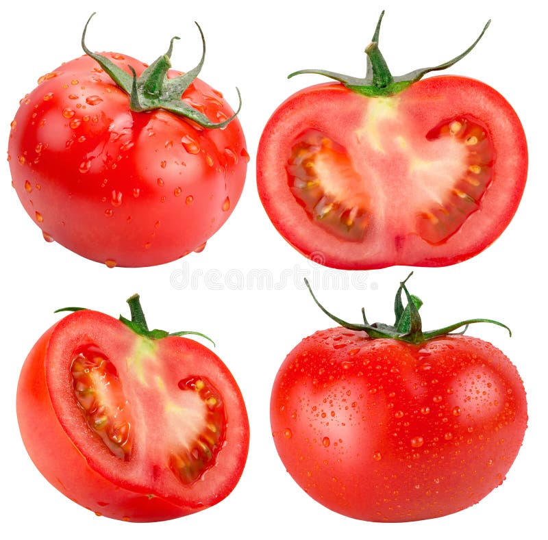 Collection of tomatoes isolated on the white background