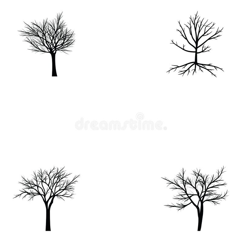 Collection of Trees Silhouettes Stock Vector Illustration of isolated