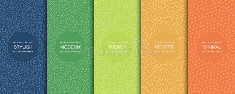 Collection of trendy seamless bright vector patterns - minimal design