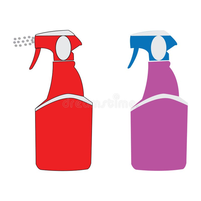 Collection of Two Spray Bottles in Red and Purple Stock Vector