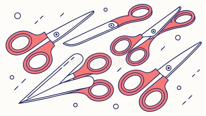 Collection of various types of scissors illustration vector design Generative AI. An illustration showcasing several different pairs of scissors, including crafting, sewing, and possibly medical types. Represents tools, crafting, cutting, creativity, or specific professions vector design Generative AI