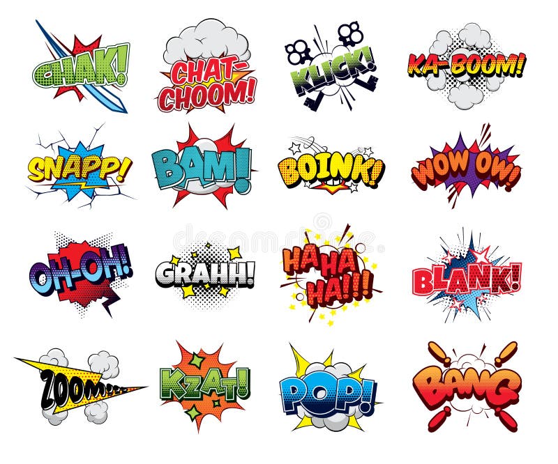 Colorful Comic Noise Clip Art Set Superheros Comic Book 