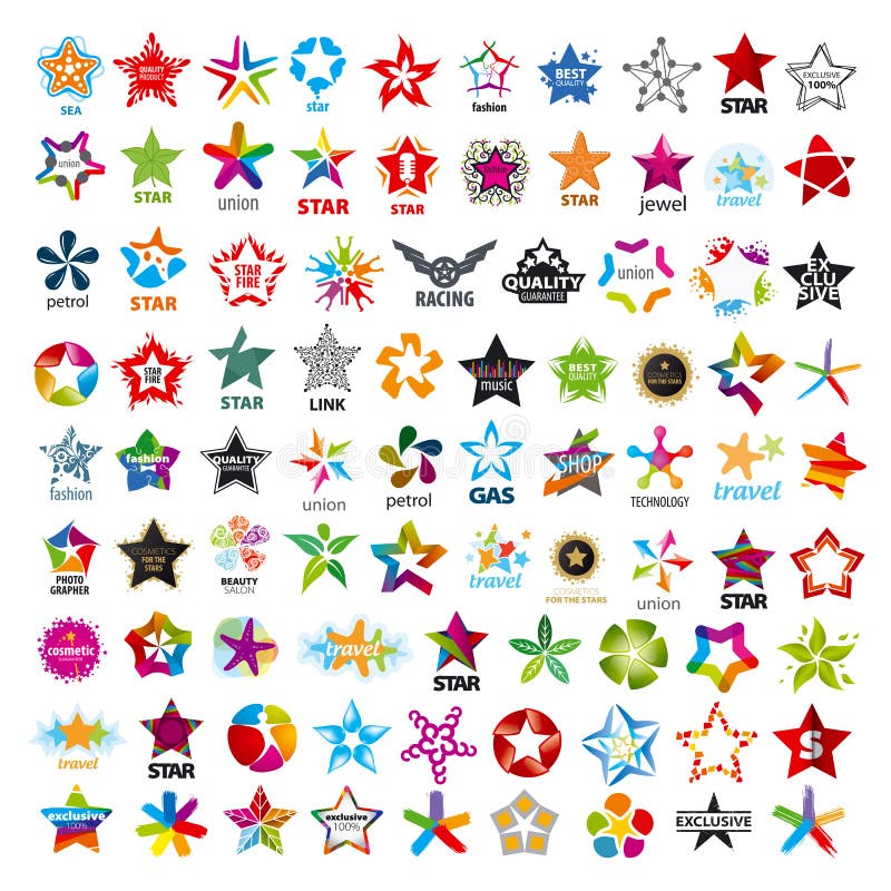 Collection of vector logos five-pointed stars