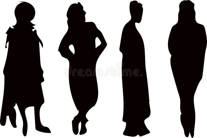 Black Set Silhouette of a Woman on a White Background Stock Vector ...