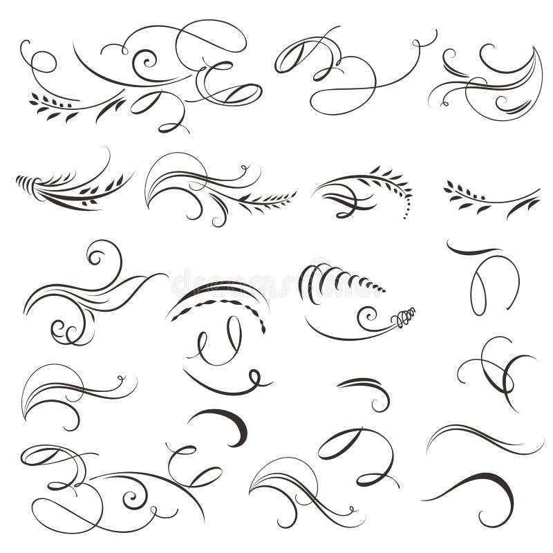 Collection of vector vintage calligraphic flourishes for design