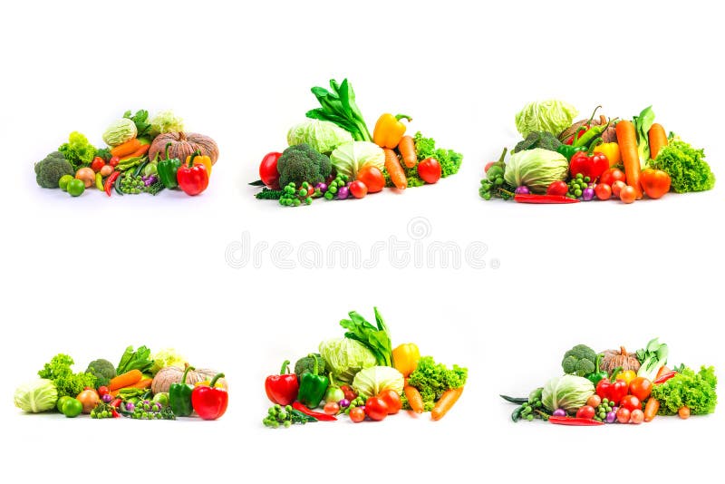 Collection Vegetables Isolated White Background Stock Photo Image of