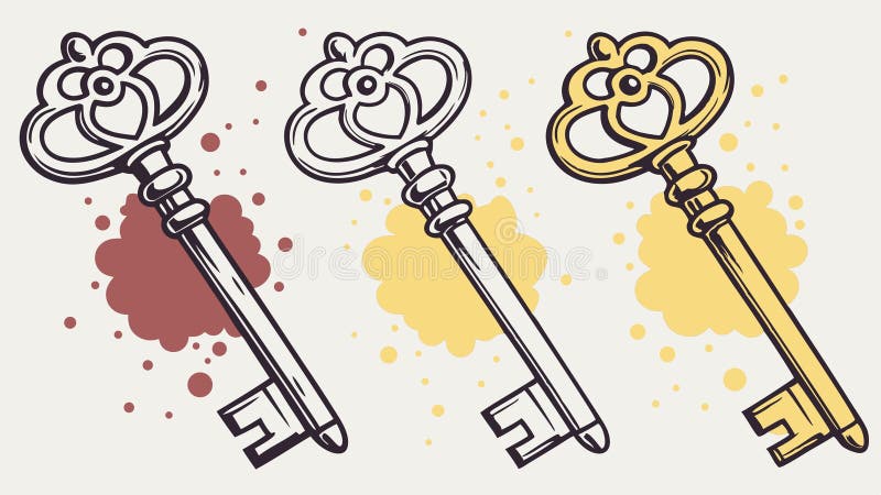 Collection of Vintage Keys, vector design Generative AI royalty free illustration