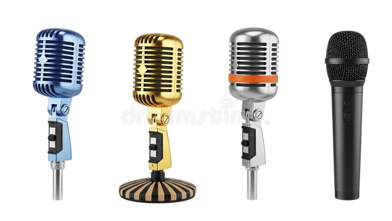 Collection of vintage microphones royalty free illustration