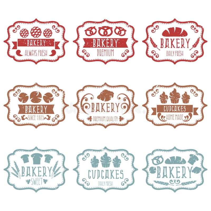 Collection of Vintage Retro Bakery Logo with Bread,pretze Stock Vector ...