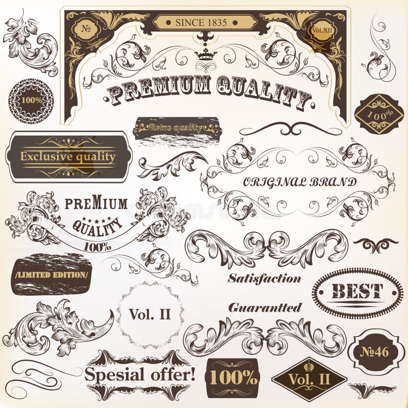 Collection of vintage vector design elements and labels