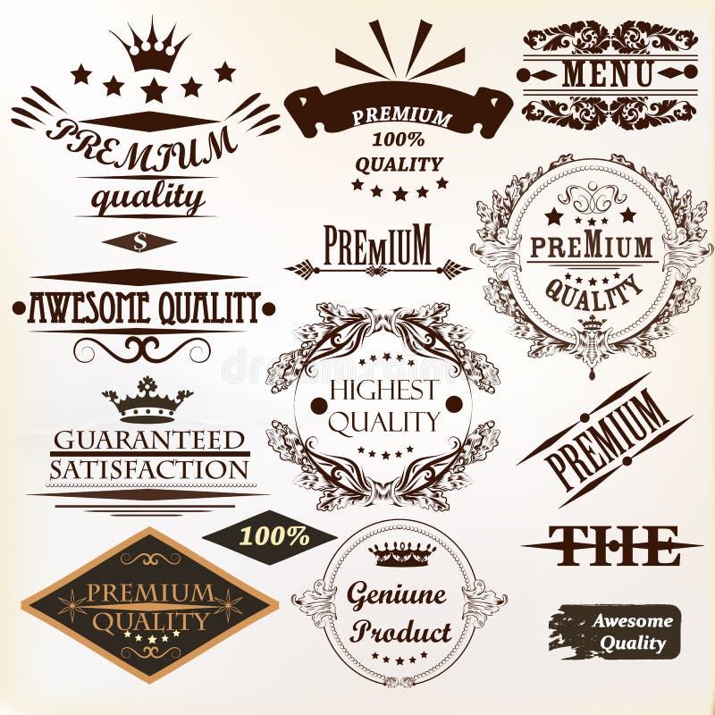 Collection of vintage vector labels best and premium quality