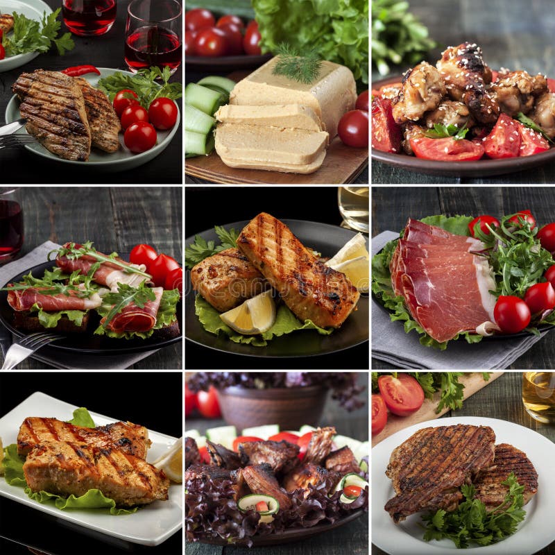 A Collection of Warm and Cold Meat Dishes. Includes Pork, Chicken and