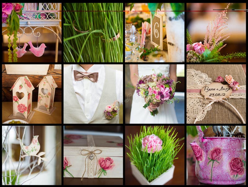 Collection of wedding details stock photo
