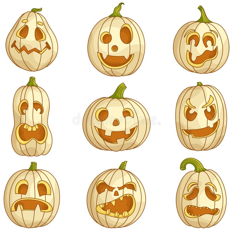 Collection Of White Jack o lantern Pumpkins For Halloween Set Of collection-of-white-jack-o-lantern-pumpkins-for-halloween-set-of