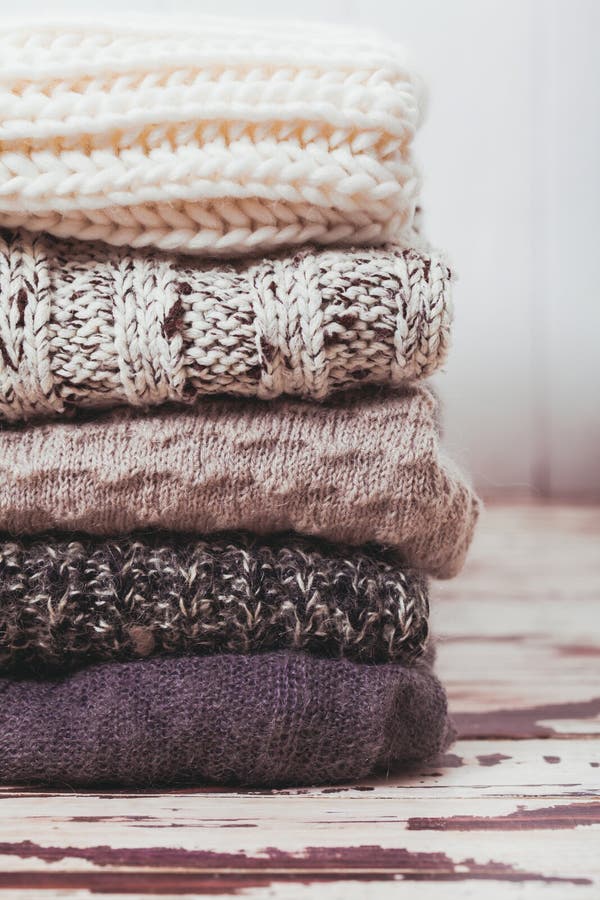 Collection of Woolen Clothes Stock Image - Image of home, closeup: 81073137