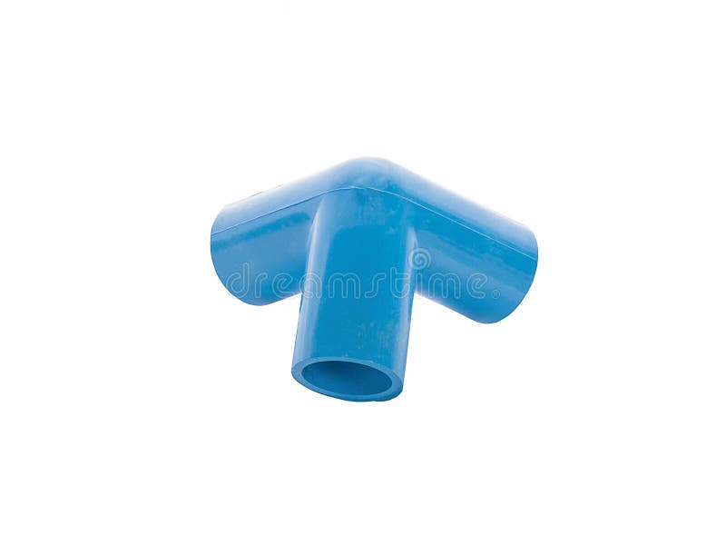 Collegamento di tubo blu del PVC isolato su bianco fotografia stock libera da diritti Collegamento di tubo blu del PVC isolato su bianco fotografia stock libera da diritti