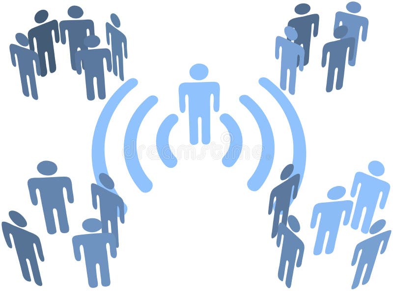 Collegamento senza fili di wifi della persona ai gruppi della gente