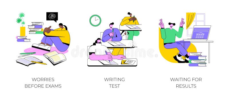 College exams isolated cartoon vector illustrations. royalty free illustration