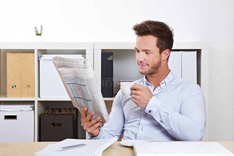 College Student Reading Job Market Stock Image Image of office