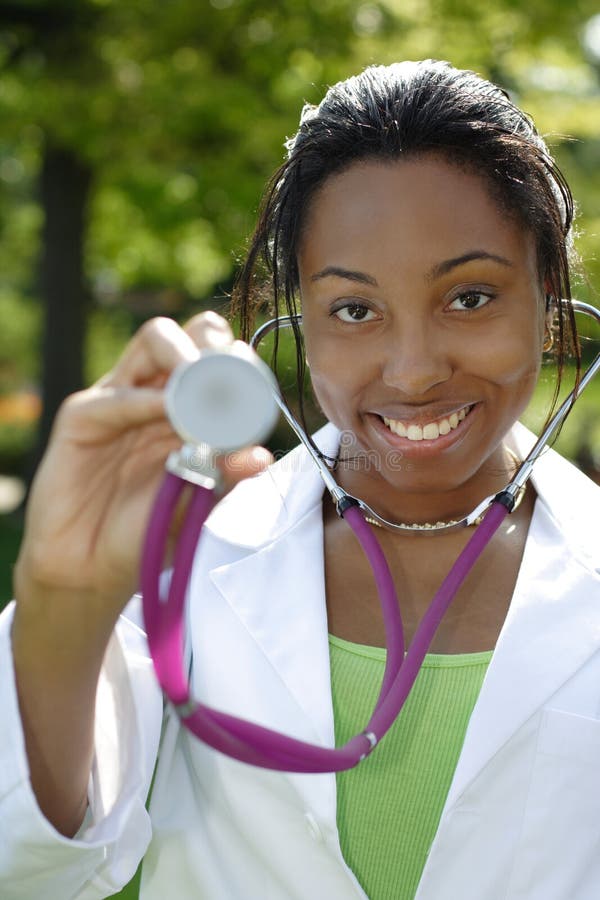 Beautiful Female Medical Student Wearing Whitecoat Stock Photos Free