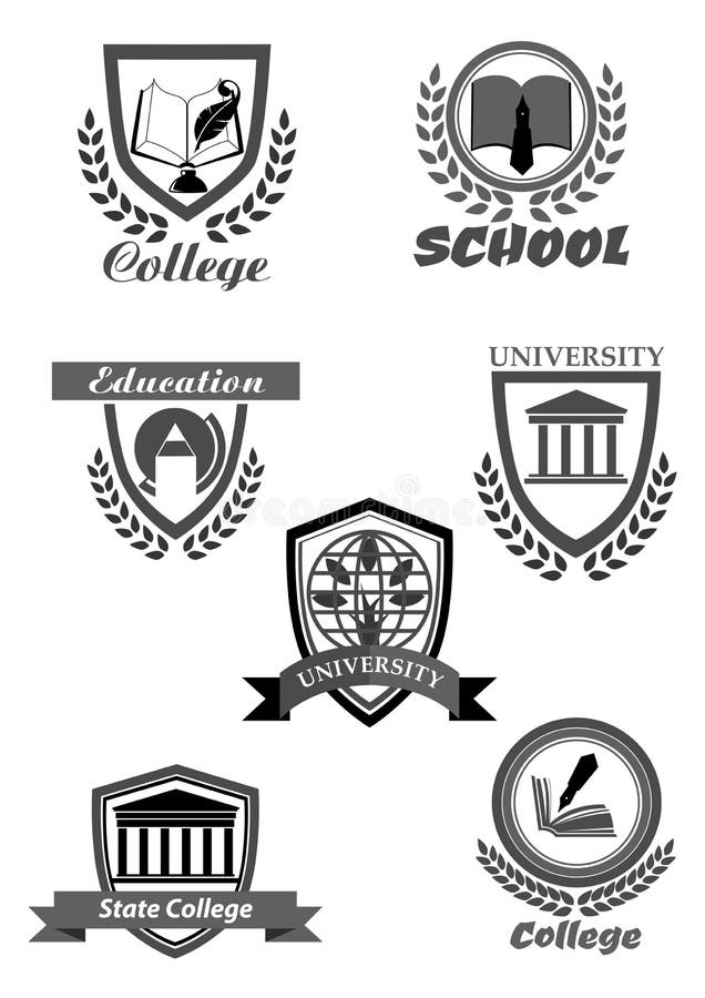 College or university and school vector icons set stock illustration College or university and school vector icons set stock illustration