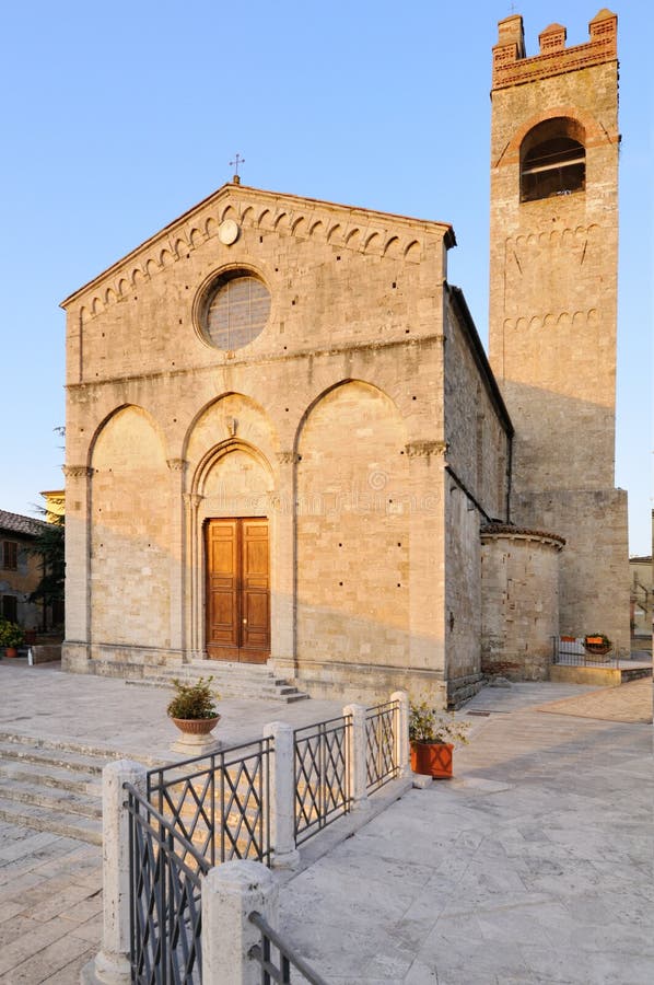 Collegiata Di Sant Agata Church in Asciano (Siena) Stock Image - Image ...