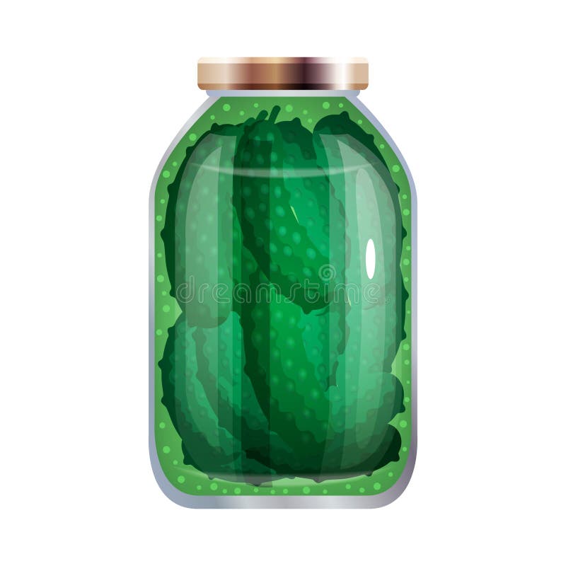 Pickles composition with isolated image of mason jar filled with marinated vegetables on blank background vector illustration. Pickles composition with isolated image of mason jar filled with marinated vegetables on blank background vector illustration