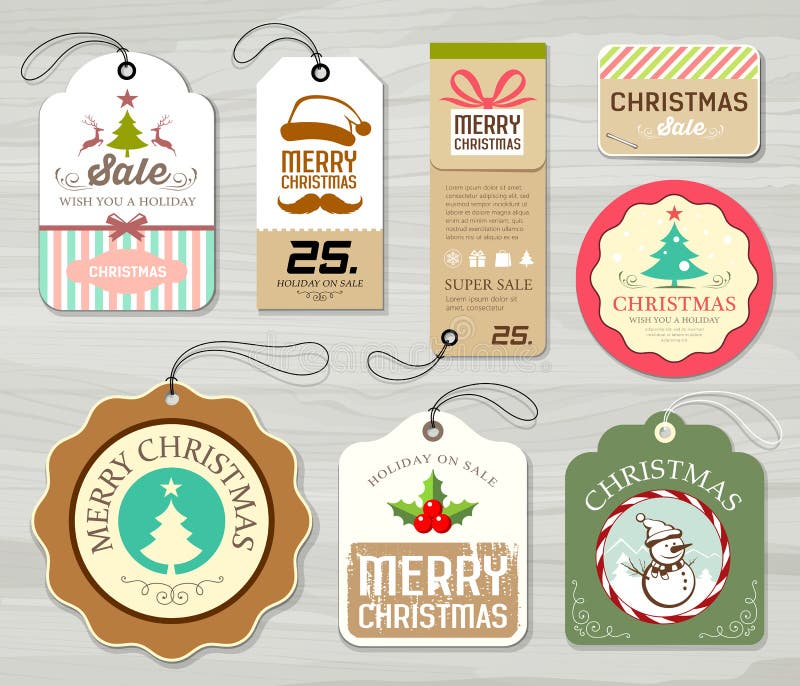 Collezioni variopinte della carta di etichetta di Buon Natale royalty illustrazione gratis Collezioni variopinte della carta di etichetta di Buon Natale royalty illustrazione gratis