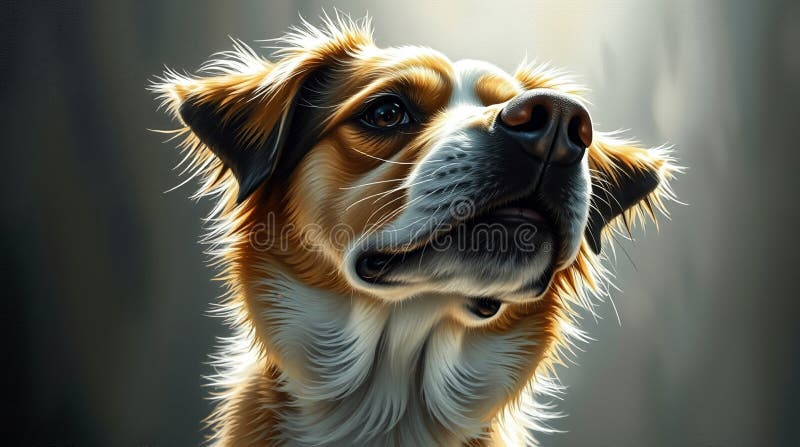 Collie Adorable De Pintura De Mascotas Perfecto Con Fur Marrón Fluffy Mirando Hacia Arriba En Un Fondo Suave ilustración del vector