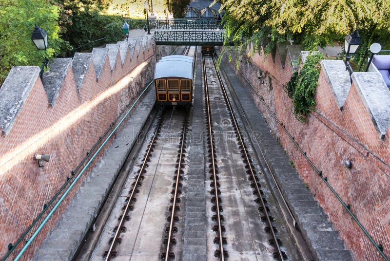 Collina 1870 del castello di Budapest funicolare a Budapest fotografia stock libera da diritti Collina 1870 del castello di Budapest funicolare a Budapest fotografia stock libera da diritti
