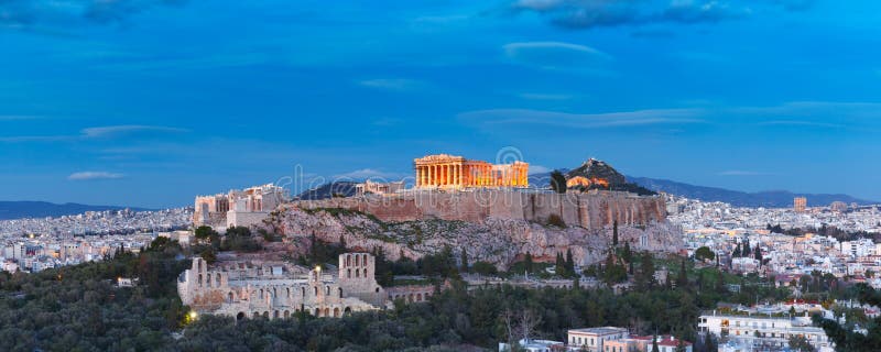Collina e Partenone dell'acropoli a Atene, Grecia fotografia stock