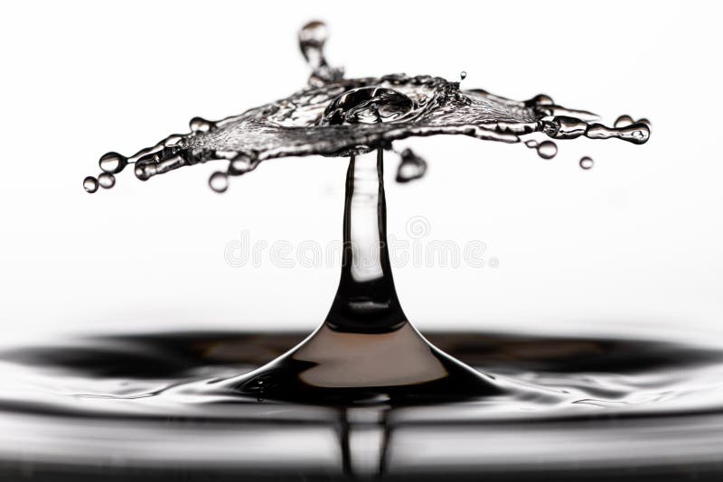 Collision of Two Water Droplets Hitting the Surface Stock Photo Image