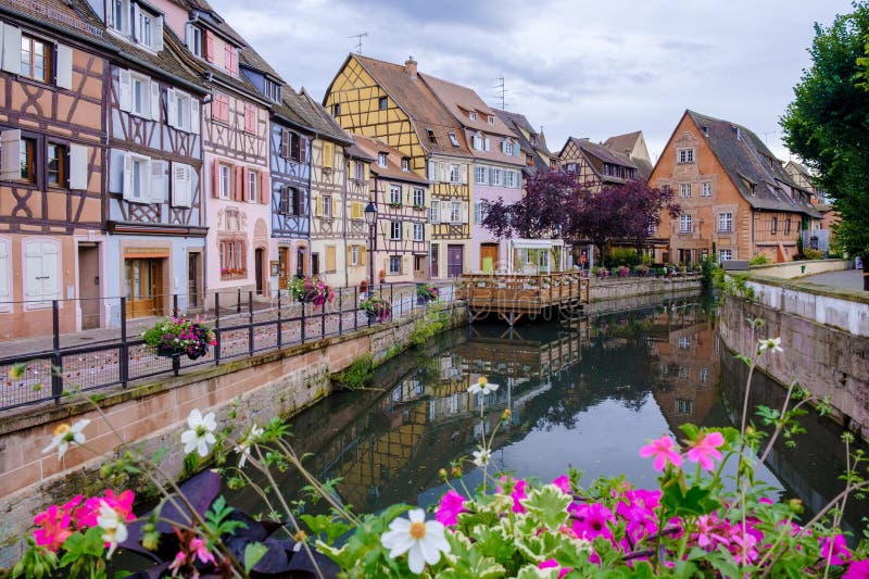 Colmar, Alsace, France Petite Venice, Water Canal, And Traditional Half ...