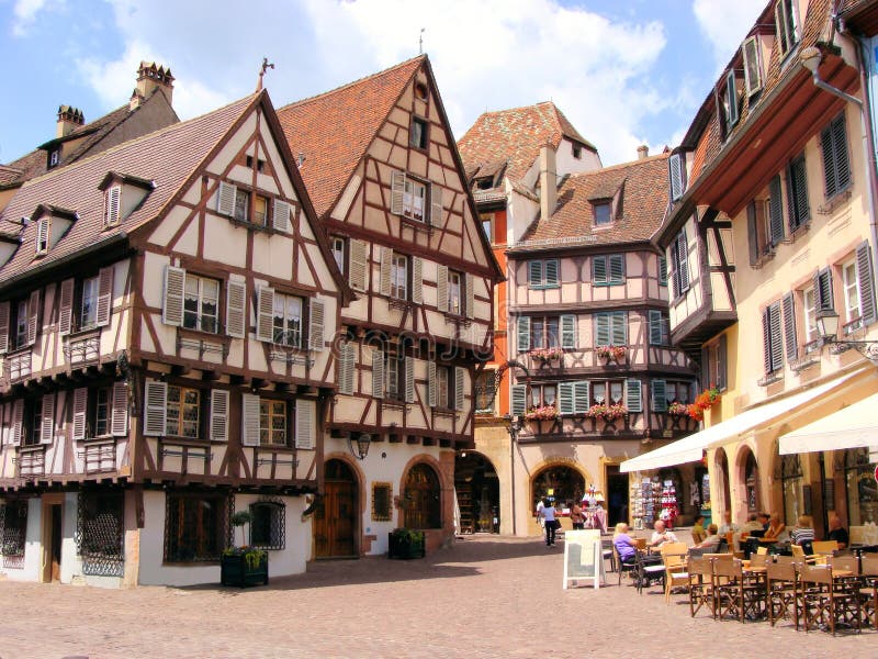 Malerische Platz in der elsässischen Stadt Colmar, Frankreich.