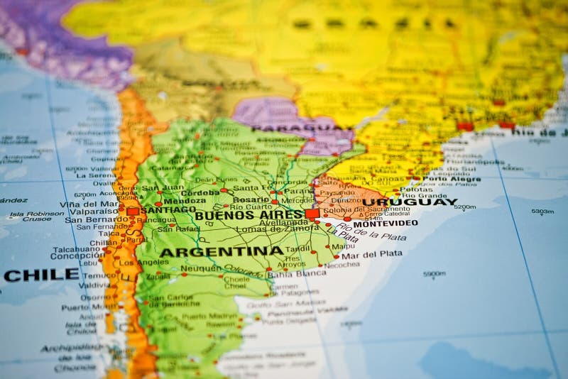 Coloful map of South America royalty free stock images