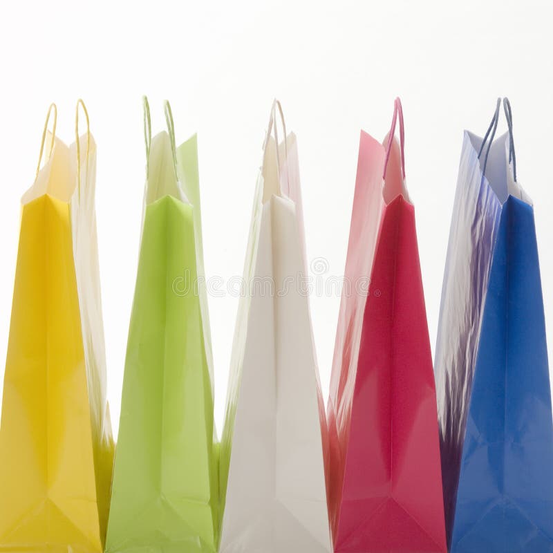 Row of shopping bags stock photo. Image of presents, merchandise - 17787008