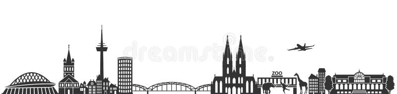 Cologne black skyline germany stock illustration Cologne black skyline germany stock illustration