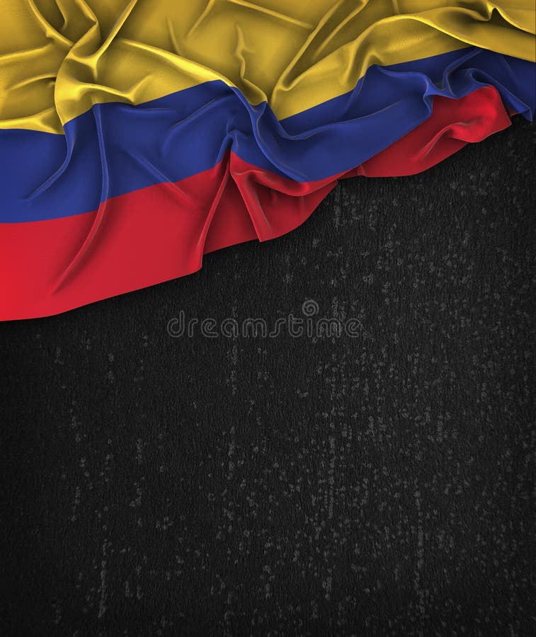 Colombia Flag Vintage on a Grunge Black Chalkboard With Space For Text