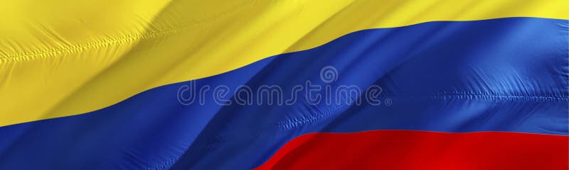 Colombia flagga Flagga av colombianskt vinkande design för flagga 3D, tolkning 3D Det nationella symbolet av den colombianska bak
