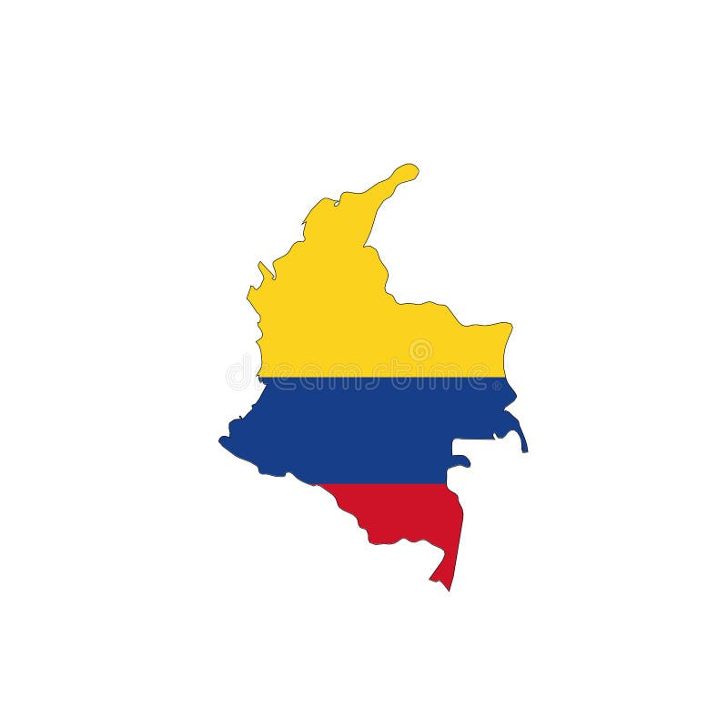Colombia National Flag In A Shape Of Country Map Stock Vector