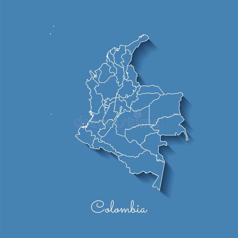 Colombia Region Map Grey Outline On White Stock Vector Illustration