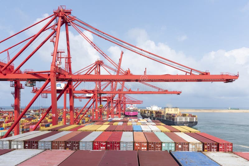 Colombo, Sri Lanka View on the Containers and Cargo Ships Under