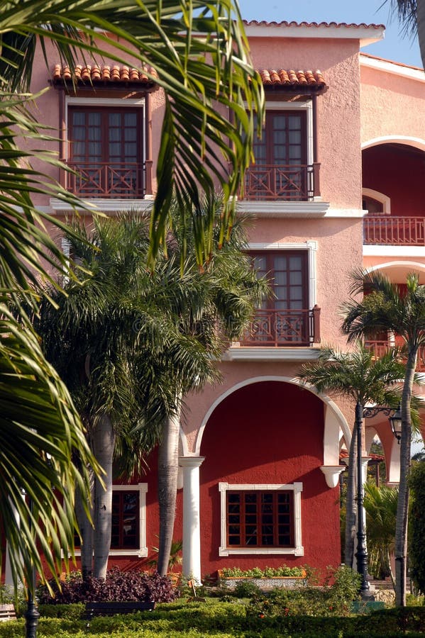 Colonial building in a beautiful resort 2. Pillar column garden stock images, royalty-free photos and pictures