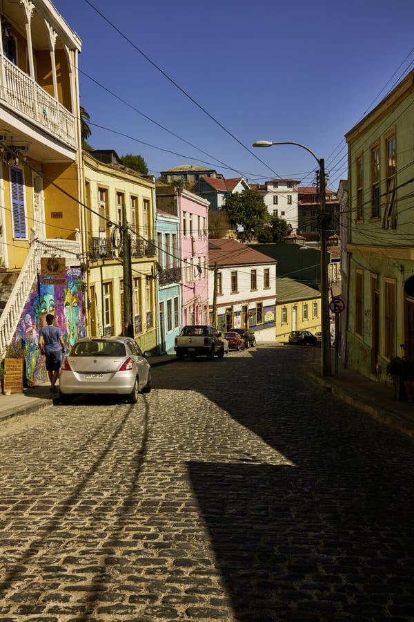 Colonial Buildings on Colorful Sunny Valparaiso Street Editorial Stock ...