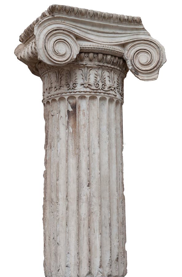 Colonna ionica del greco antico isolata su bianco