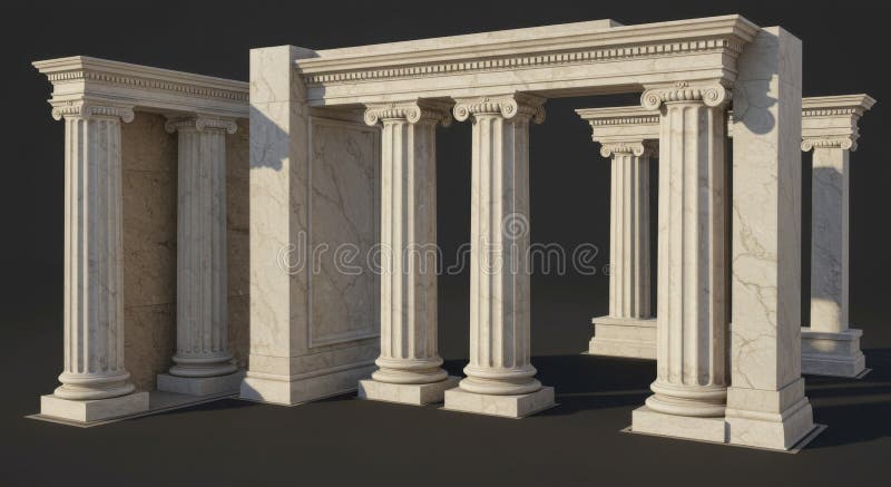 Colonnes de pierre classique et Render architectural de Temple illustration libre de droits
