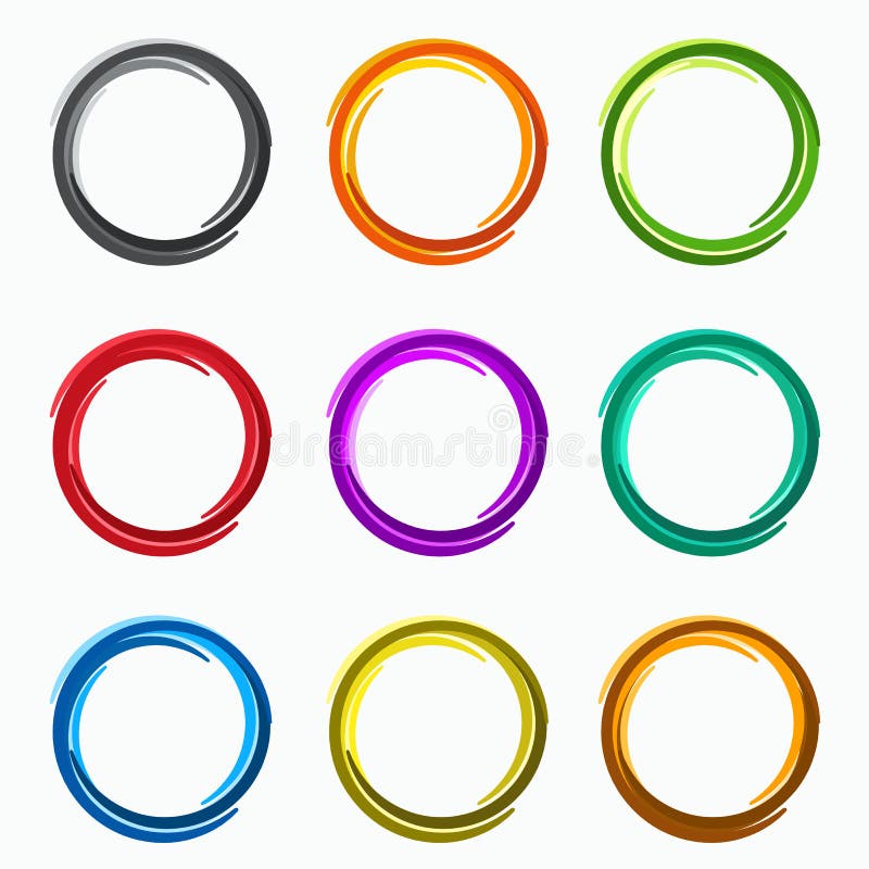 Color abstract circles. Loops logo elements of template. Illustration. Blue square logo vectors