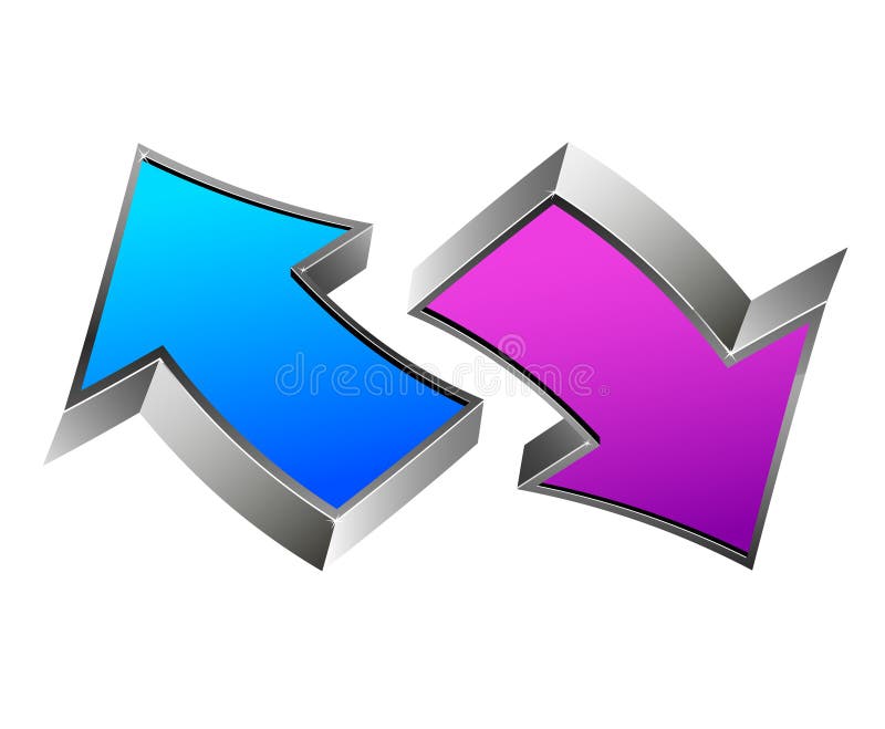 Blue & violet up and down arrows on white. Up down arrows isolated vectors