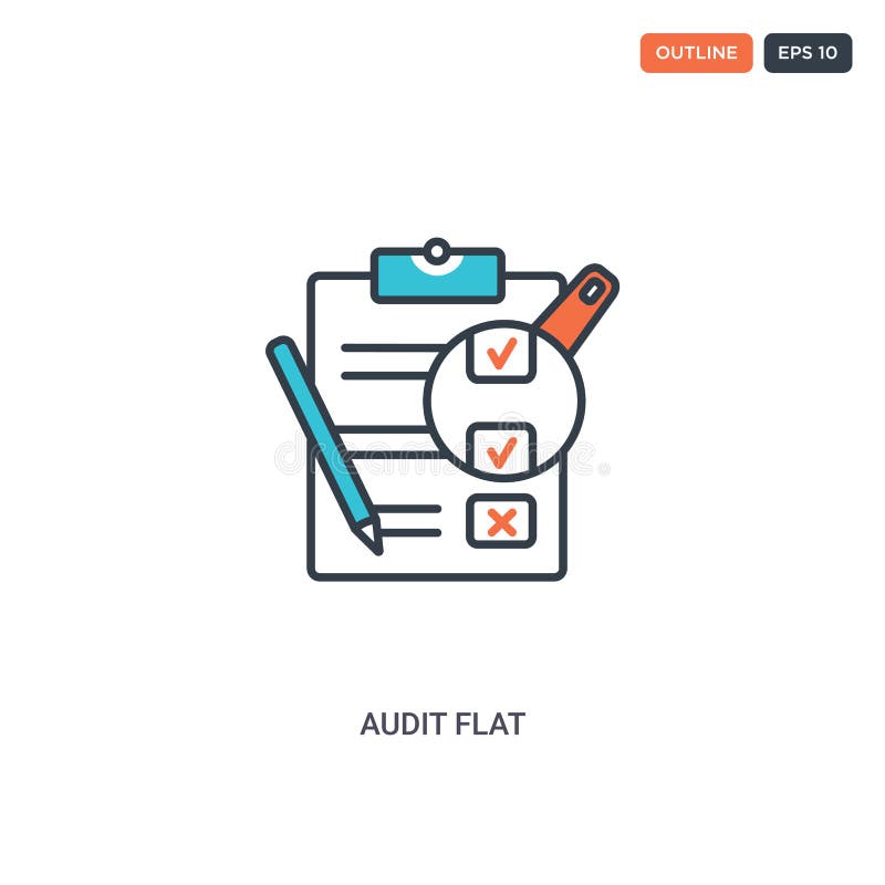 2 color Audit flat concept line vector icon. isolated two colored Audit flat outline icon with blue and red colors can be use for