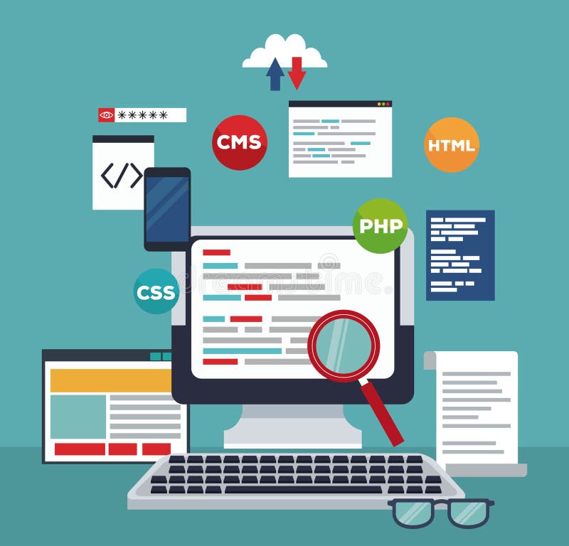 Color background tech computer programming codes royalty free illustration